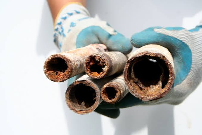 Professional water line work in progress